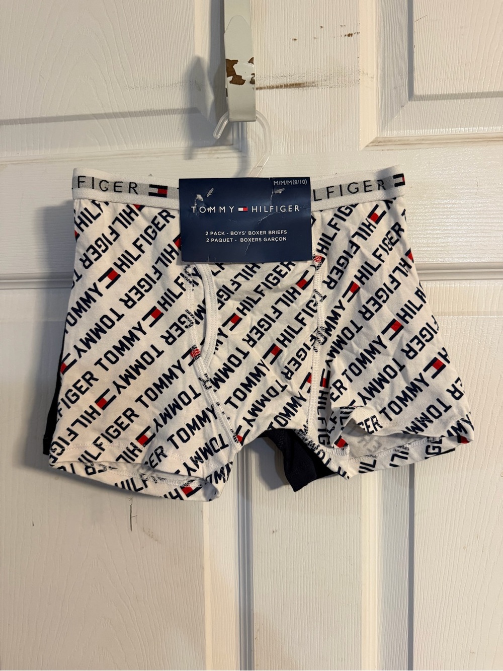Tommy Hilfiger White Boxer Briefs with Navy and Red Logo Print